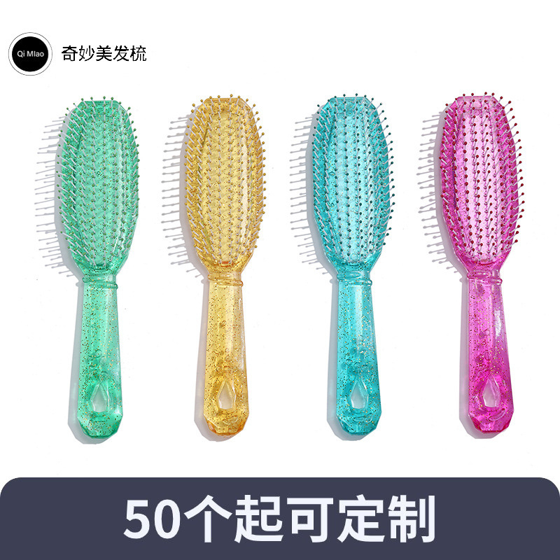 Macaron Sequin Gold Powder Transparent Massage Comb Anti-Static Tangle-Free Air Cushion Comb for Girls Home Hair Styling Comb