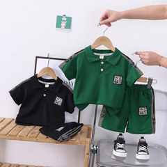 Boys Suit Summer Wear 2024 New Trendy Children's Polo Shirt Boy Baby Casual Short-Sleeved T-shirt Shorts Two-piece Set