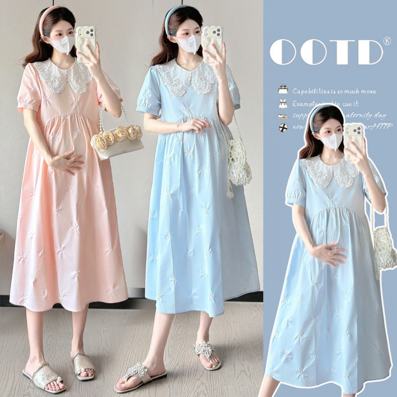 2026 New Summer Maternity Wear, Comfortable for Work, Butterfly Embroidery, Large Size, Loose-Fitting, Age-Reducing Dress 2026 New Summer Maternity Wear, Comfortable for Work, Butterfly Embroidery, Large Size, Loose-Fitting, Age-Reducing Dress