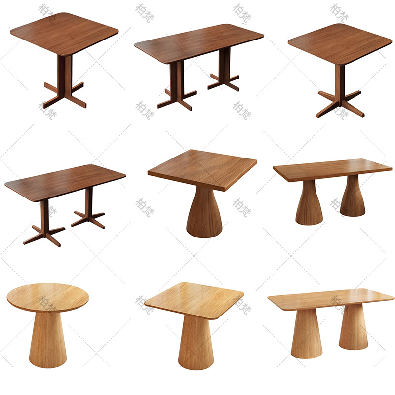 Mesa de comedor de madera sólida de hierro forjado Comedor de comedor Comedor de comida rápida Comedor de mesa larga Mesa de café de hotel