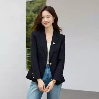 小个子气质长袖西装外套女2025秋季新款简约干练通勤职业西服上衣