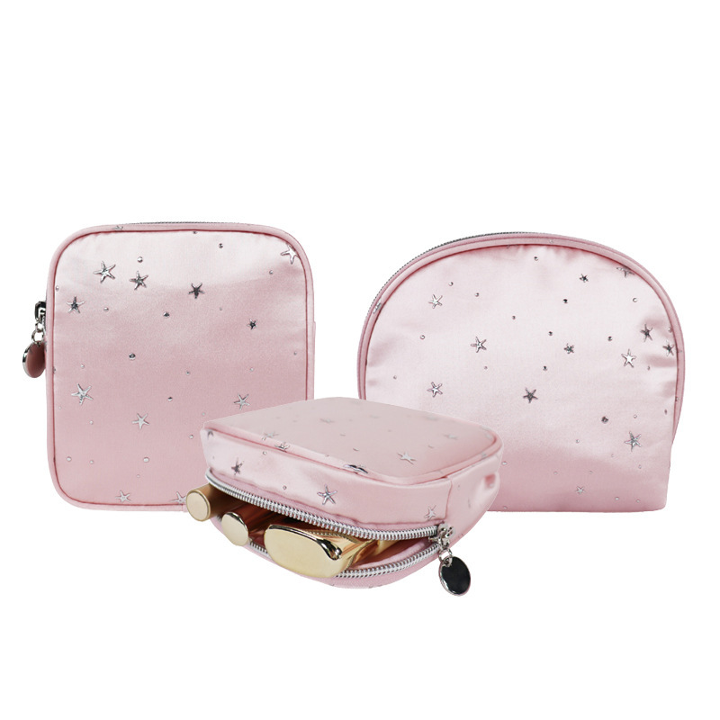 Silk Mini Makeup Bag Set, Custom Small Essential Oil and Lipstick Storage Bag, Velvet Rhinestone Clutch Coin Purse