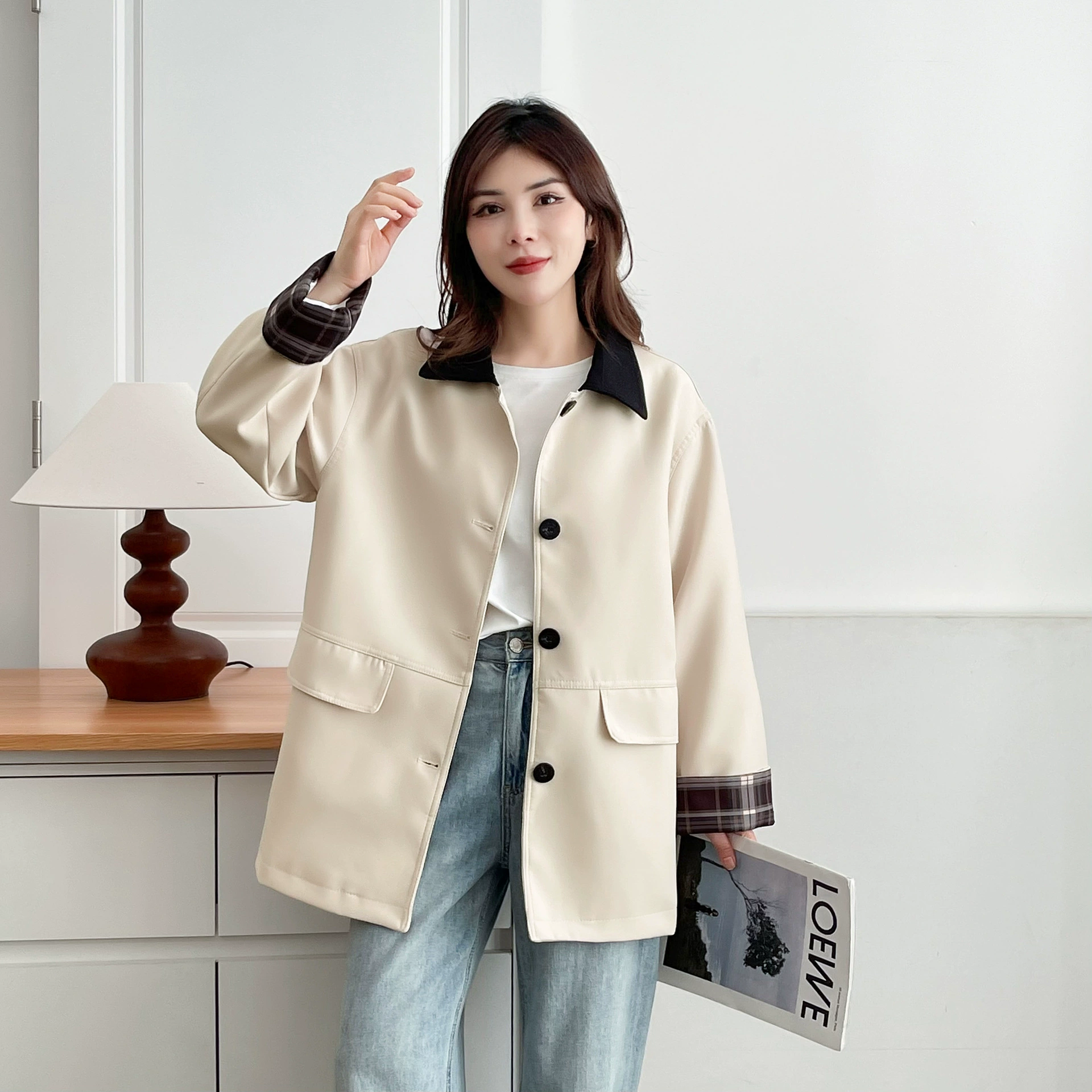 Autumn trench coat, large size (83), oversize