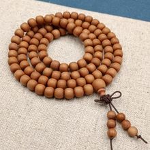 不二圣珠-天然8百年印度老山檀香木108颗老型珠桶珠佛珠念珠香