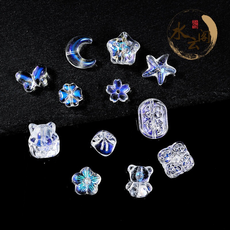 Transparent Iridescent Glass Accessories, Fine Moon Coin Beads, Handmade DIY Bracelet and Necklace Jewelry Accessories, Beading Wholesale
