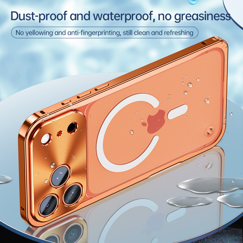 Funda para iPhone 17 Pro Max con hebilla magnética de caballito de mar, marco metálico para Apple 16, lente con cobertura total, 15 unidades