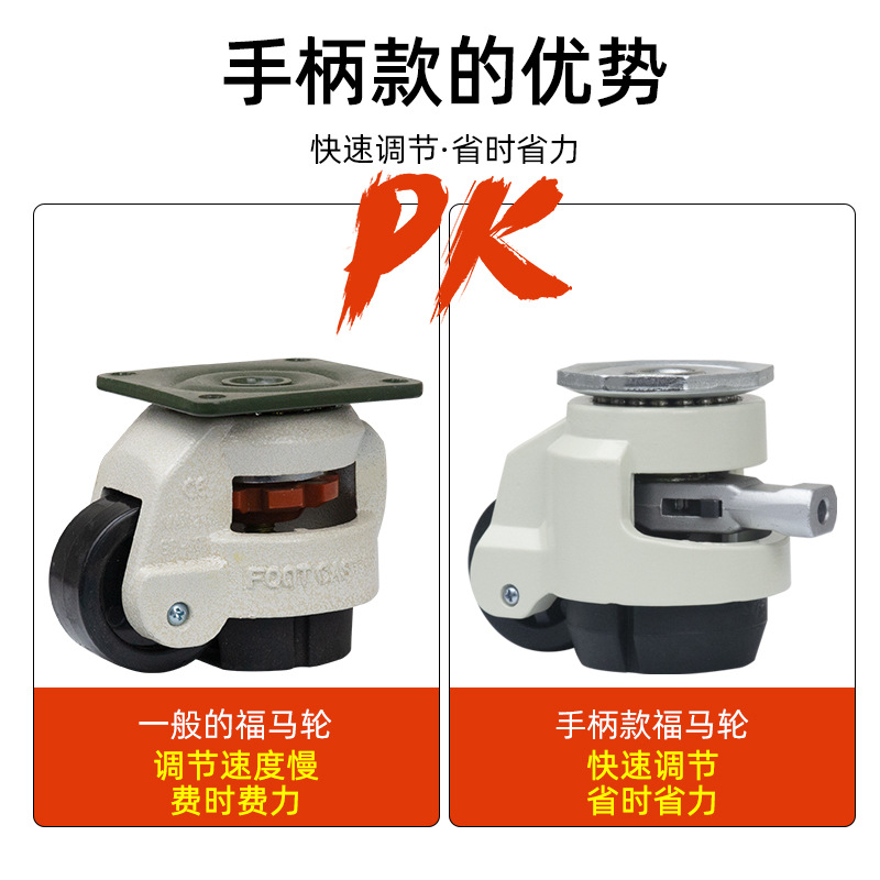 福馬輪60F80F快速調節款萬向手柄款100F支撐腳輪S重型水平調節輪