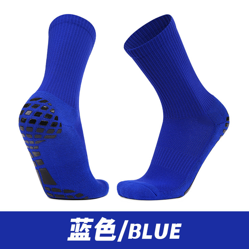 Calcetines de entrenamiento para hombre fondo de toalla gruesa amortiguación cómodo PVC dispensador antideslizante calcetines de fútbol de tubo medio transpirables que absorben el sudor