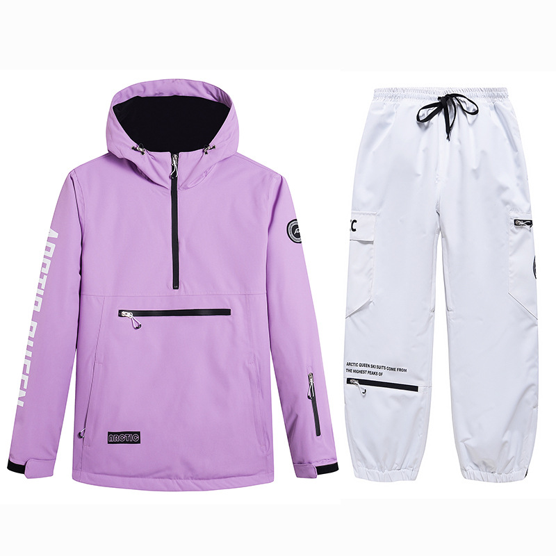 Dámské oblečení lyžařská mikina s kapucí, oversize snowboardové a doubleboardové lyžařské oblečení a kalhoty_voghion.com