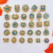 古法沙金镶嵌澳宝戒面隔珠金箔散珠 diy串珠手链项链饰品配件材料