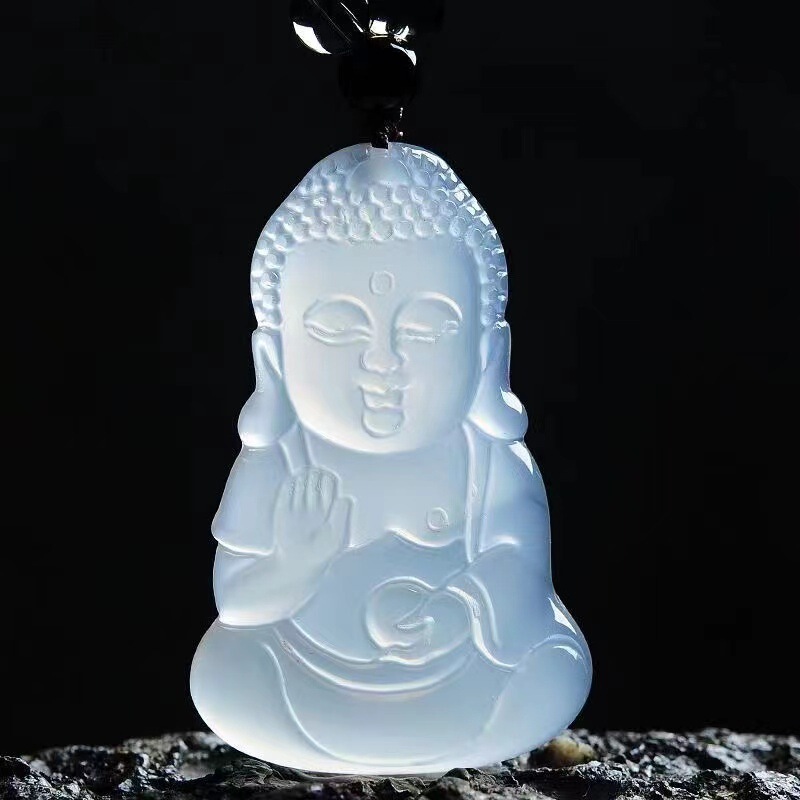 カルセドニー工場卸売ブラジルカルセドニー仏ペンダントホワイトムーンライトカルセドニー仏ネックレスハイアイス観音仏翡翠ペンダント|undefined