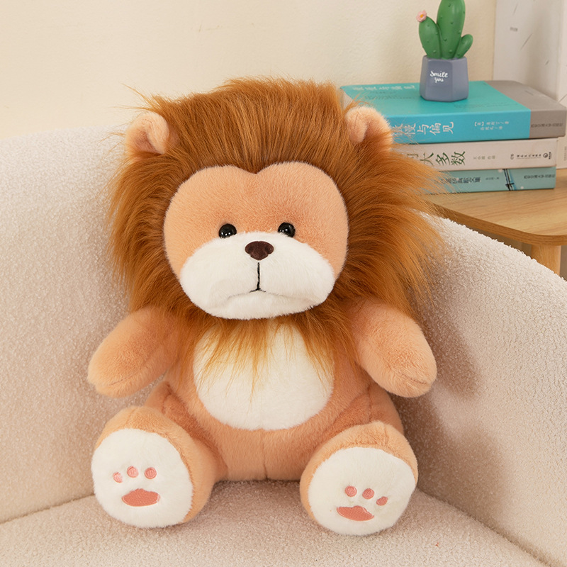Linda muñeca de león de simulación, peluche de león pequeño, muñeca de trapo, almohada para niños, regalo de cumpleaños para niños