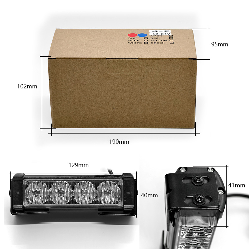 Car 4-Led Warning Light Modification, Dual Car Lights, Grille Decoration, Strobe Light, Flashing Light, Long Bar Light, Roof Light