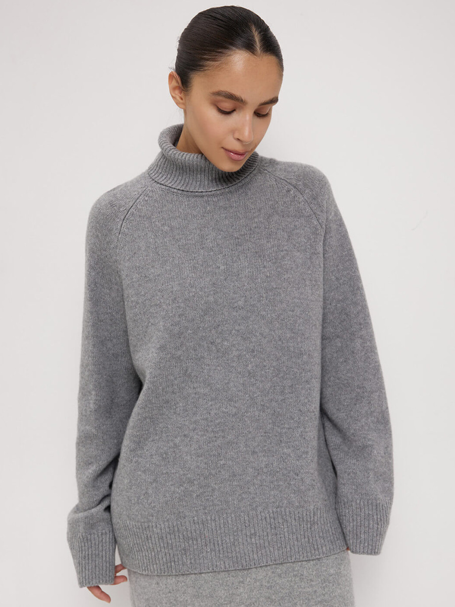 Suéter de Cuello Alto de Lana, Estilo Europeo y Americano, Otoño-Invierno 2025, Nuevo Suéter Holgado de Punto, Cálido para Mujer image 3