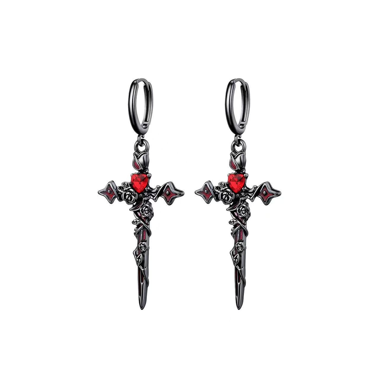 검은색 귀걸이 한 쌍