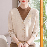 2026新款中老年秋冬加绒毛衣一体绒妈妈装加厚打底衫洋气保暖上衣，女装针织衫/毛衣，妃慕昵服饰