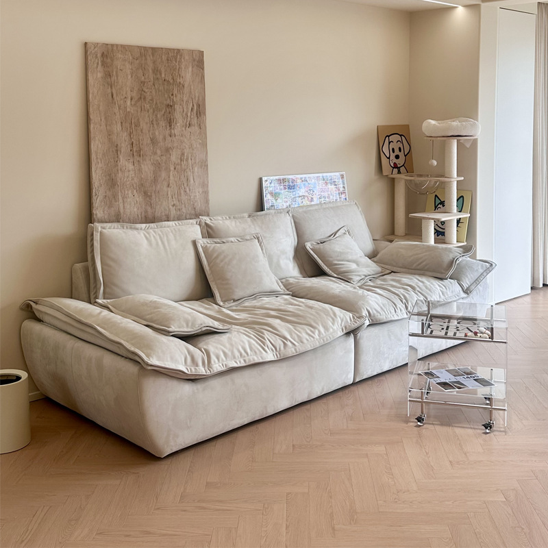 Italian Minimalist Technology Fabric Sofa Living Room Small Apartment Modern Simple Light Luxury Three-Seat Straight Row Sailboat Sofa