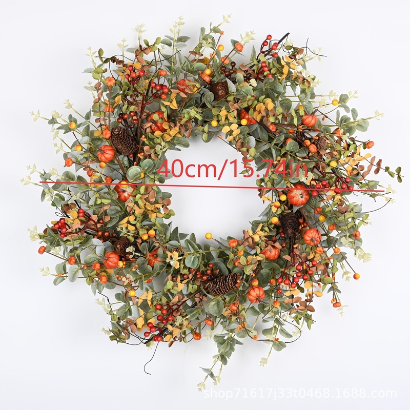 2025年秋季南瓜浆果前门仿真花环装饰跨境亚马逊FAutumn Wreath|undefined