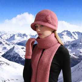 中老年人帽子女妈妈秋冬天加厚保暖帽奶奶兔毛线针织洋气棉帽防风