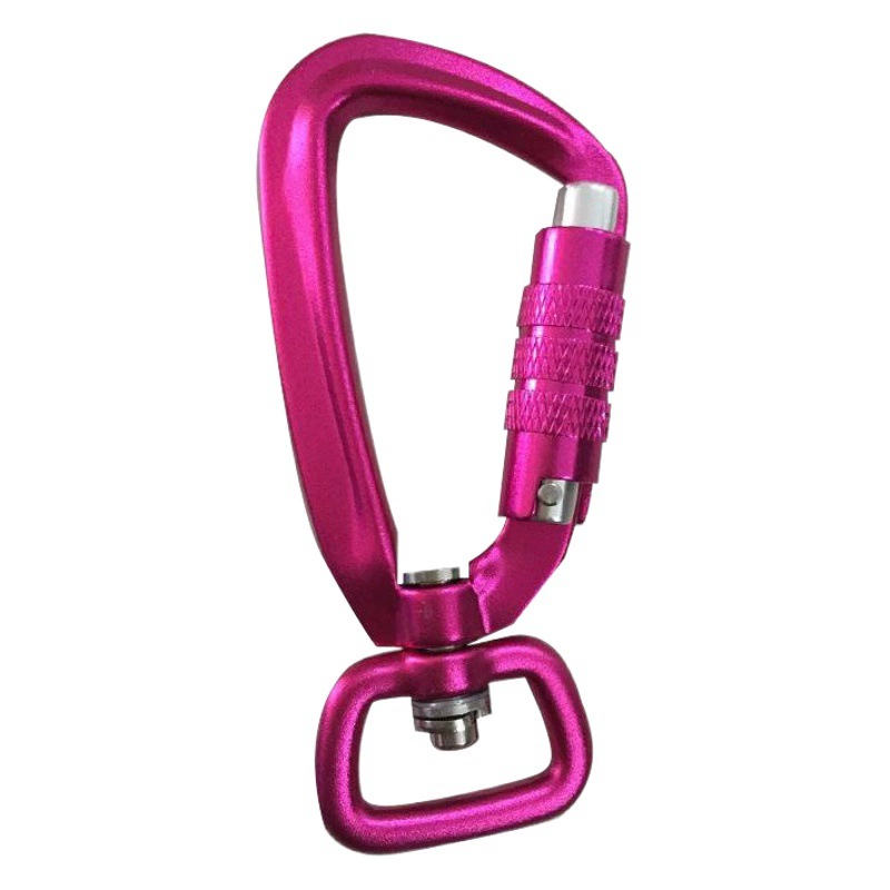 Вращающийся автоматический карабин с фиксатором для улицы, из алюминиевого сплава, с кольцом-вертлюгом, для альпинизма, кемпинга, ключей, поводка для собак, 2 шт.