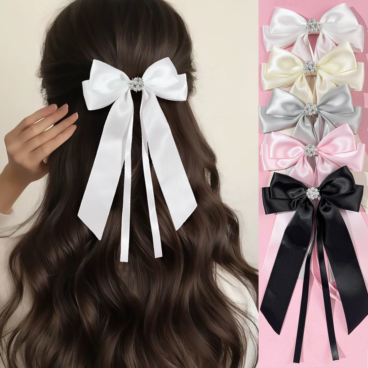 20g Weight Hair Clip Hair Accessories Type 1 Piece Quantity Holiday, Tea Party Occasion Ribbon Material Bow Knot Pattern All Seasons Season Women's Gender Sweet, Simple Style Style Sweet Simple Style Women's Bow Knot Ribbon Hair Clip 无