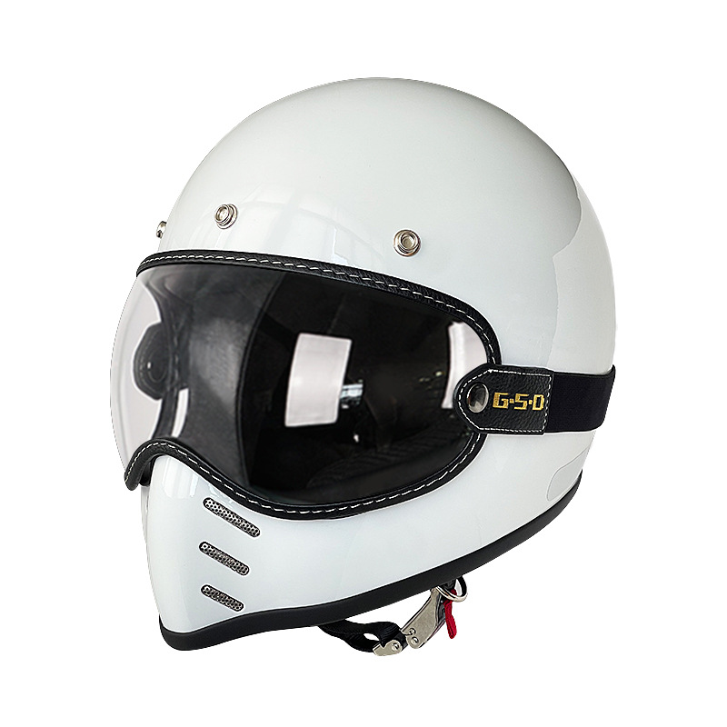 Motosiklet kaskı (dəbilqə) — Motuoche Winter Safety Helmet - ivory-white-transparent-visor-m55-56