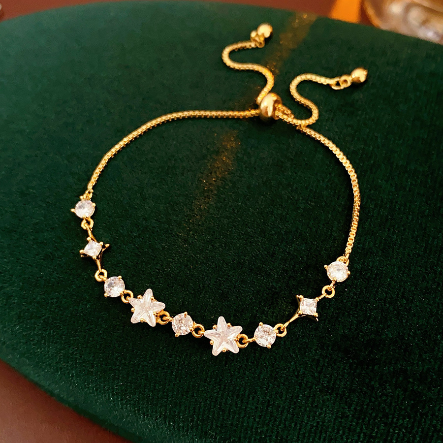 Super brillante zircón estrellas redondas pulsera manga lujosa pulsera de alta calidad delicada temperamento nicho de diseño sensación de joyería image 7