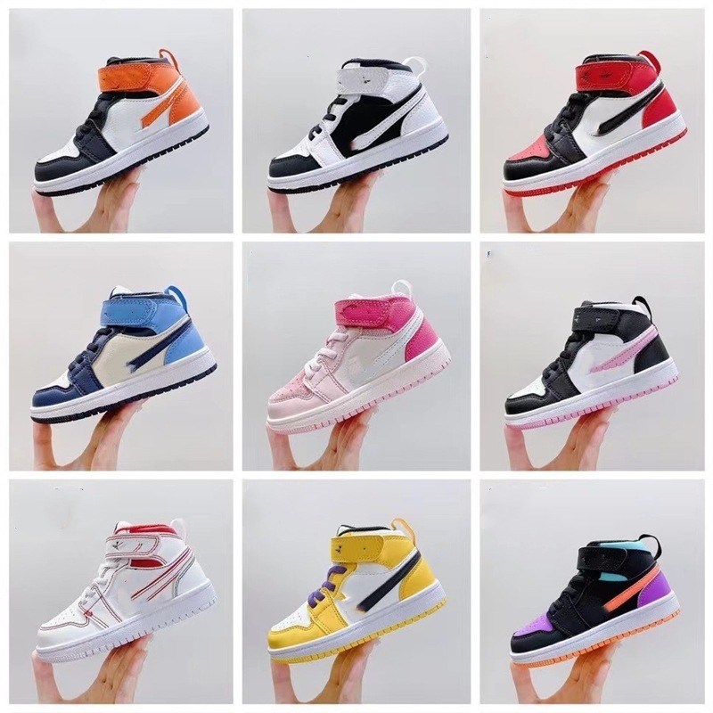 Nike Aj1 Children's Shoes with Velcro, No Laces, First Layer Cowhide, Toddler and Big Kids' Sneakers, Putian