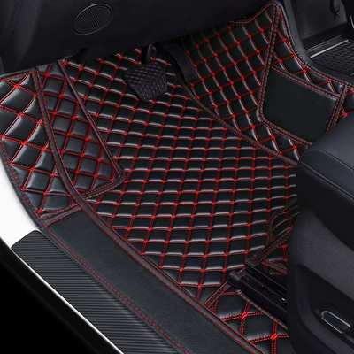 Leather Fully Surrounded Single Front and — Universal Foot Pad - main-driver-single-layer-black-red-line