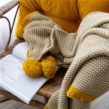 外贸原单 针织加厚样板房沙发客厅休闲毯多用毯球球毯子