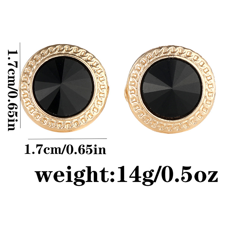 Gemelli da polso rotondi oro con zircone per camicia da uomo_voghion.com
