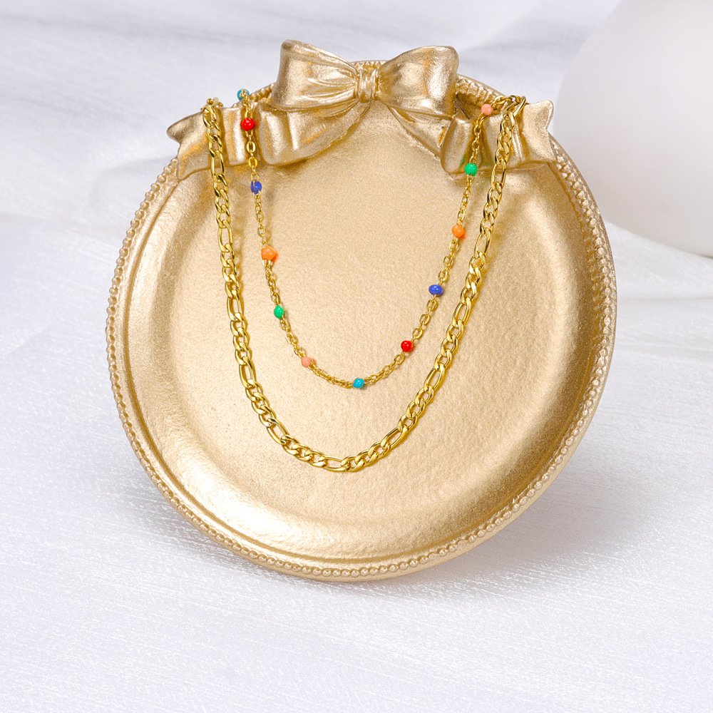 Simple Style Geometric Titanium Steel Plating Layered Necklaces 1 Piece