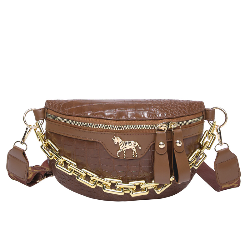 Bolso de pecho para mujer elegante y simple, bolso de hombro de cadena de estilo occidental de moda 2025 primavera nuevo bolso de color sólido