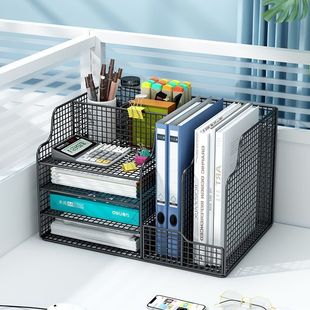 Desktop Bookshelf File Storage Rack Desk Folder Storage Box Books and Newspapers Metal Multi-Layer A4 Paper Rack Wholesale