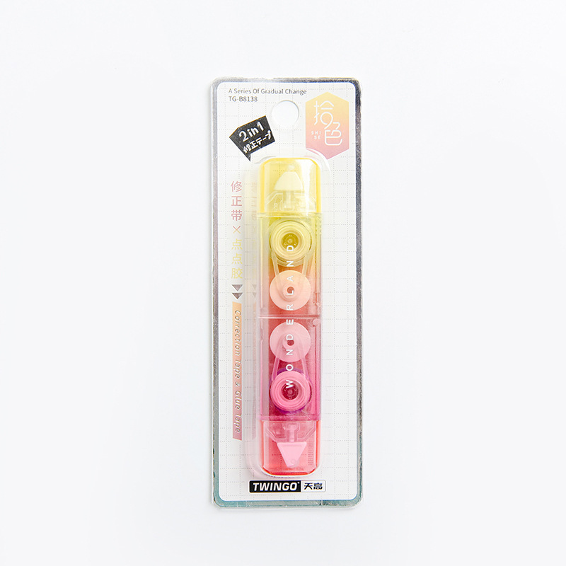 Tiangao cinta de corrección de gradiente de alto aspecto estudiante portátil multifuncional corrección cinta transparente Dot pegamento dos en uno