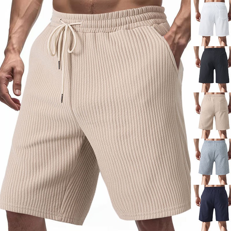 Cross-Border New Products European and American Men's Summer Heavy Luxury Multi-Thread Jacquard Casual Sports Loose Trendy Beach Shorts