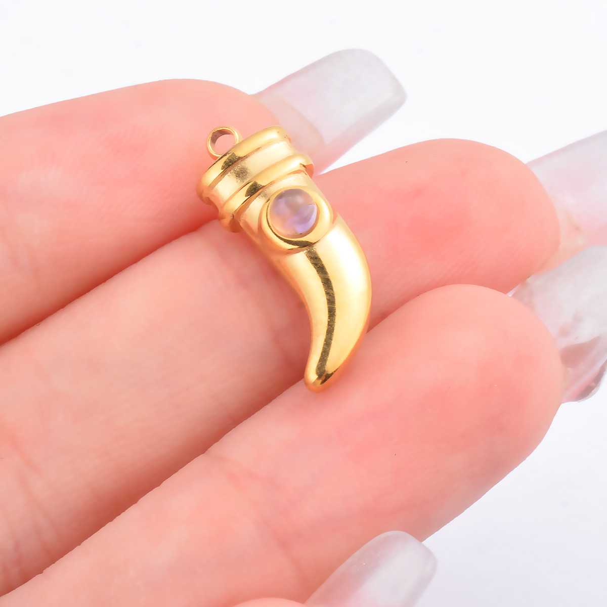 DIY Jewelry Accessories Classification 5 PCS/Package Quantity 5 PCS/Package Stainless Steel Natural Stone Wolf Tooth Pendant
