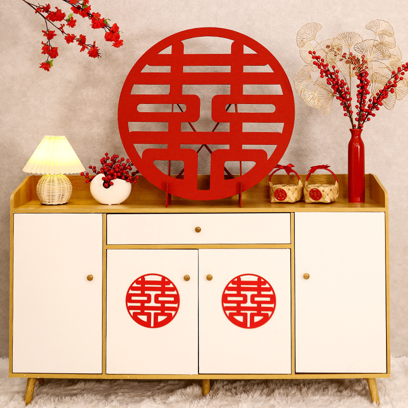 Pequeño Libro Rojo creativo tridimensional Xi carácter decoración boda especial doble pegatinas festivo boda decoración de la sala de estar