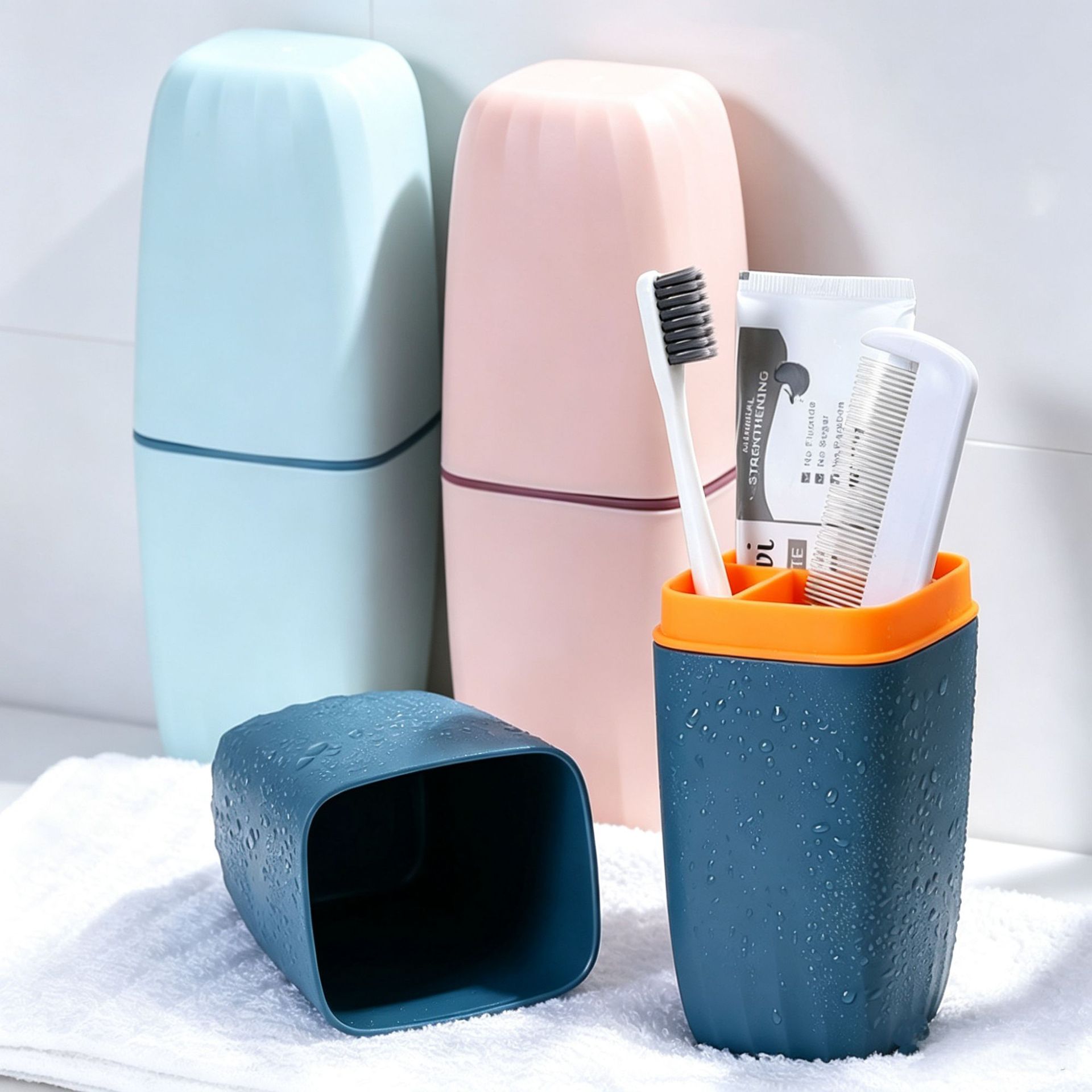 Portable travel mouthwash cup, outdoor travel student toothbrush and toothpaste storage plastic toothbrush case, available for two yuan