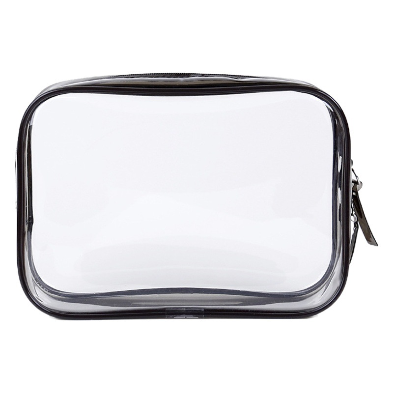 Bolso cosmético del PVC bolsa de almacenamiento de viaje cosmética transparente impermeable de gran capacidad en stock bolsa de lavado de cremallera de plástico