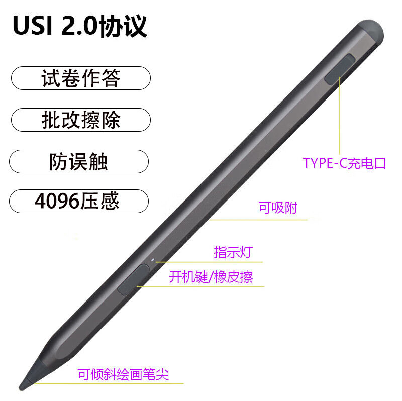 Suitable for Lenovo Chromebook Duet Stylus Eraser 4096 Pressure-Sensitive Magnetic Stylus Usi Protocol