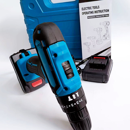 Blue DW 21V3 Functional Charging Drill Lithium Battery Set, Electric Drill Household Multi-Function Screwdriver Electric Screwdriver