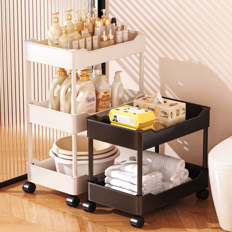 Bathroom Storage Rack, Shower Gel Storage Rack, Toilet Gap Small Cart, Bathroom Floor Storage Shelf