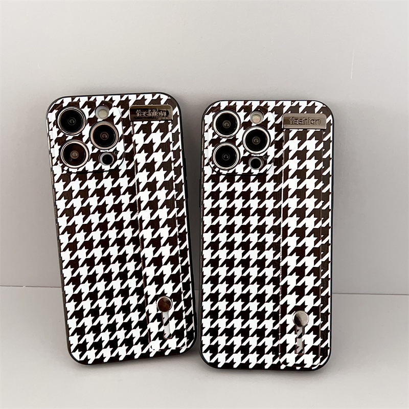 Suitable for Huawei Changxiang 60pro simple wrist strap phone case personalized houndstooth 50Z/20/8 bracket soft cover 10s