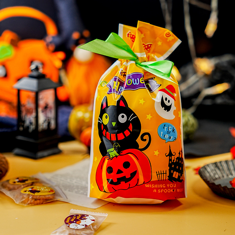 韩国万圣节束口抽绳袋鬼节礼品袋烘焙包装平口袋饼干糖果袋50个价