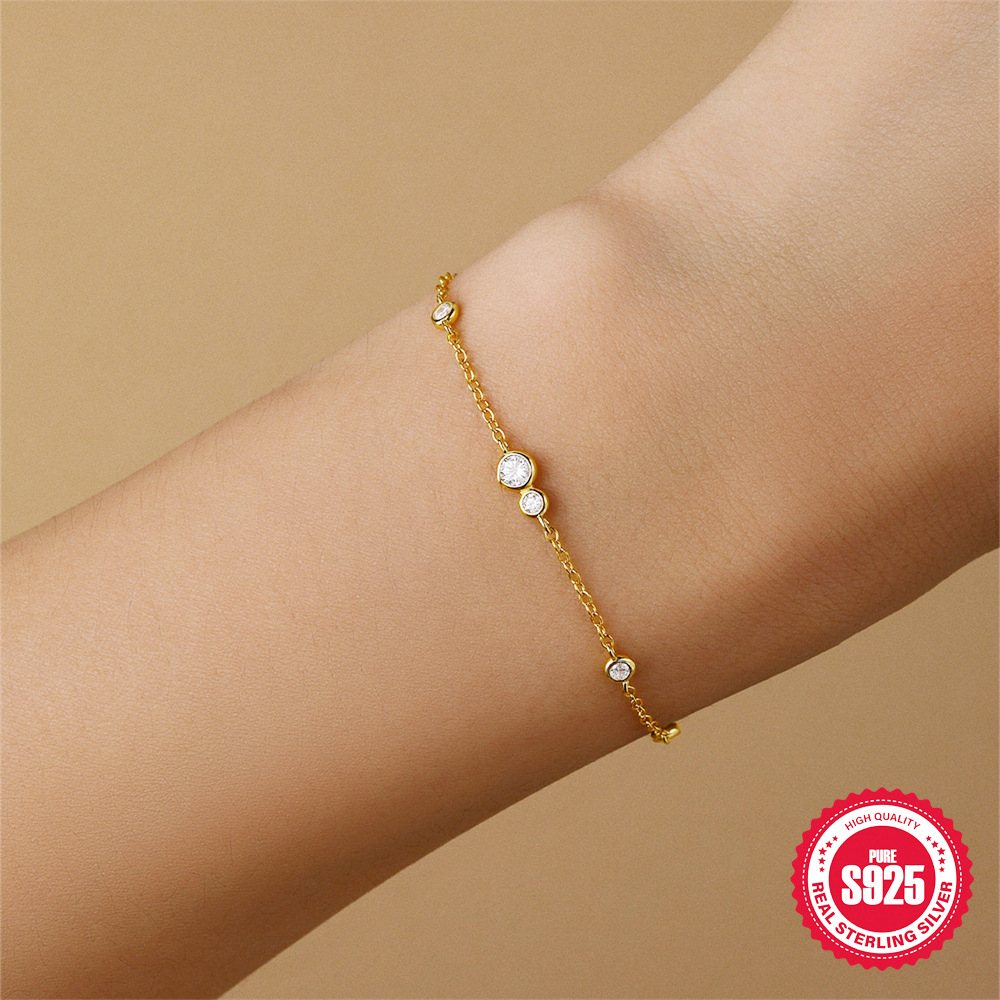 Nuevo s925 plata de ley, diseño de nicho simple, bolso con incrustaciones de diamantes, personalidad de alta gama, pulsera de pila versátil