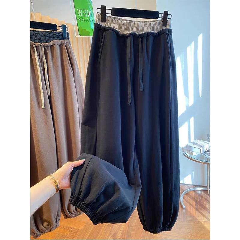 Large size 300kg fat sister European sports casual pants female spring spring Harlan lantern wide leg pants 2