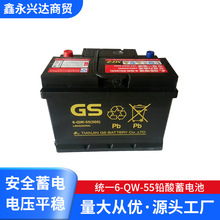 6-QW-55铅酸GS蓄电池LBN255566免维护汽车蓄电池 12v55ah蓄电池