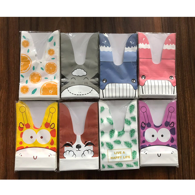 新款兔耳朵饼干袋 糖果袋烘焙包装袋50只 可爱雪花酥牛轧糖袋子