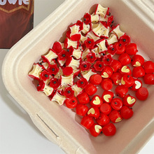 可爱仿真立体爱心苹果核 DIY奶油胶鞋扣桌面摆件儿童玩具树脂配件